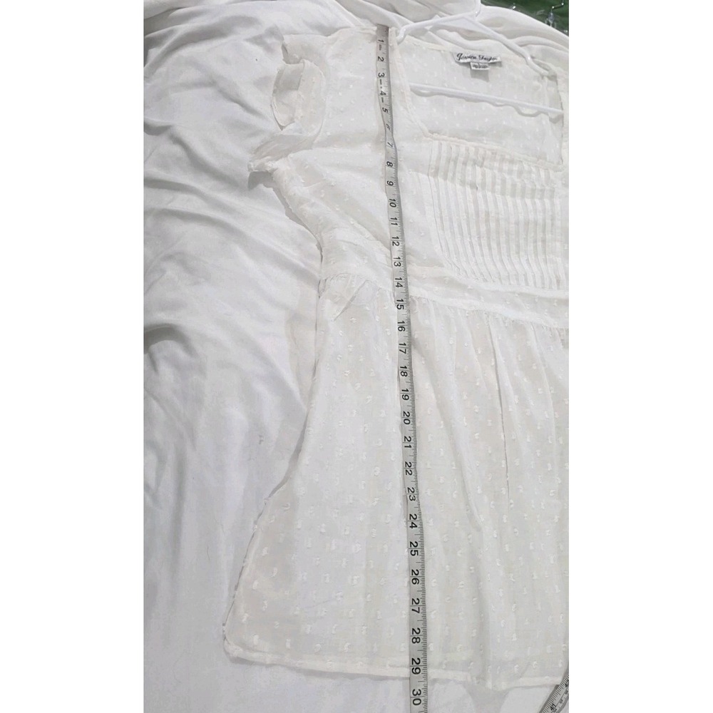 Jessica Taylor Womens Swiss Dot Top Size Large White Coastal Pleated Cowgirl - Picture 5 of 8